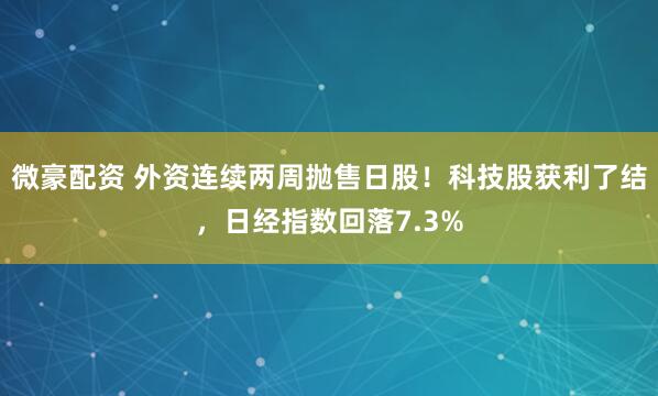 微豪配资 外资连续两周抛售日股！科技股获利了结，日经指数回落7.3%